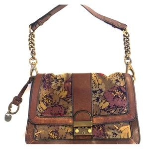 Fossil leather and velvet purse